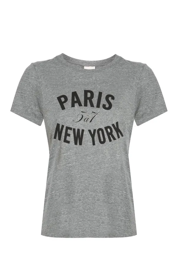 Women Cinq Sept Tops Paris New York Tee Heather Greyblack