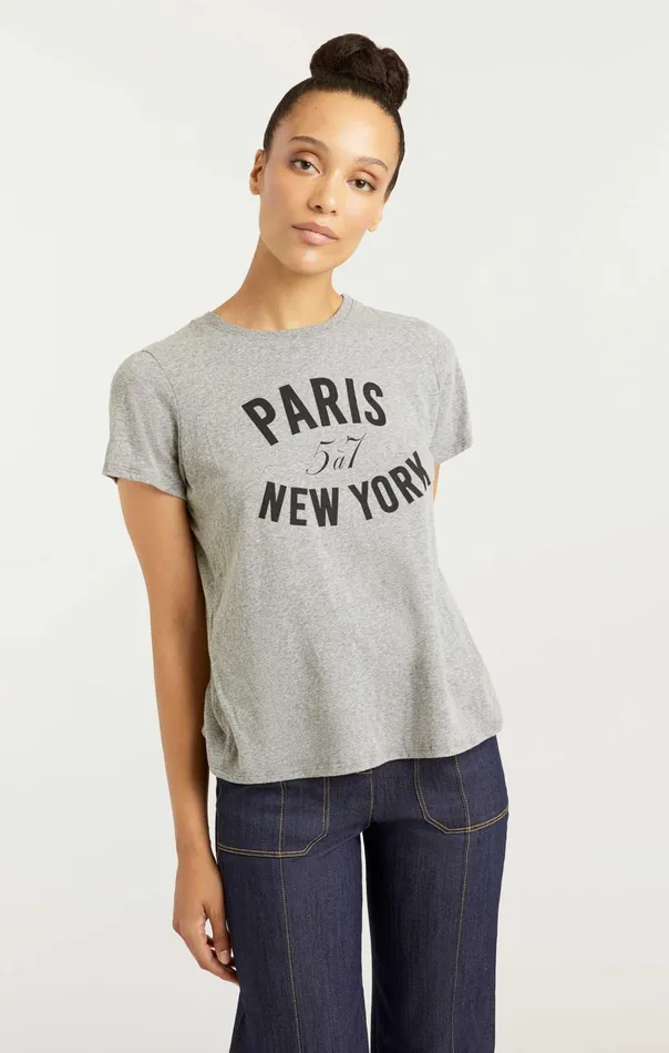 Women Cinq Sept Tops Paris New York Tee Heather Greyblack