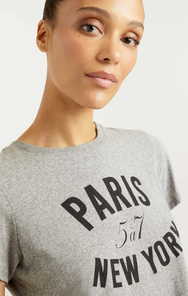 Women Cinq Sept Tops Paris New York Tee Heather Greyblack