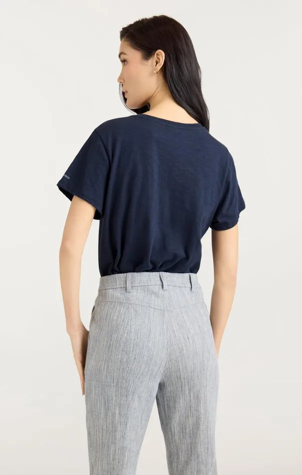 Women Cinq Sept Tops Rhinestone Savoir Faire Tee Navywhite
