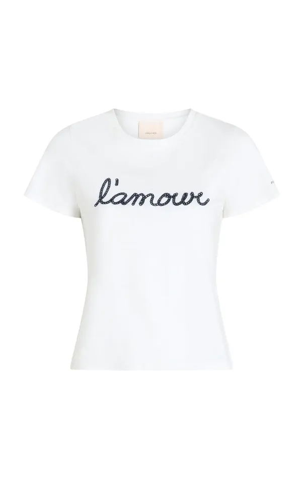 Women Cinq Sept Tops Shrunken L039amour Tee Whitenavy