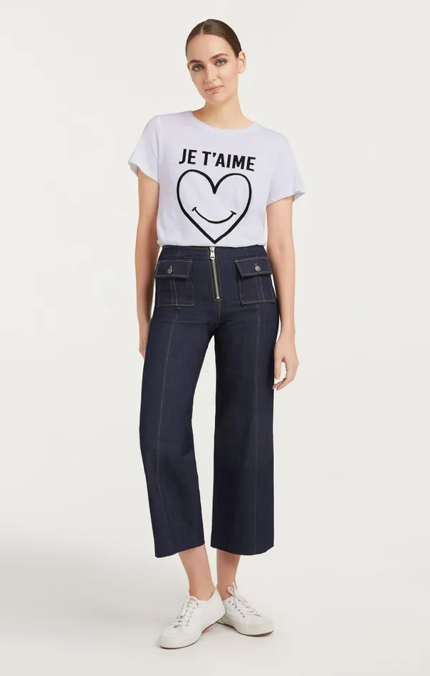 Women Cinq Sept Tops Smiling Heart Tee White