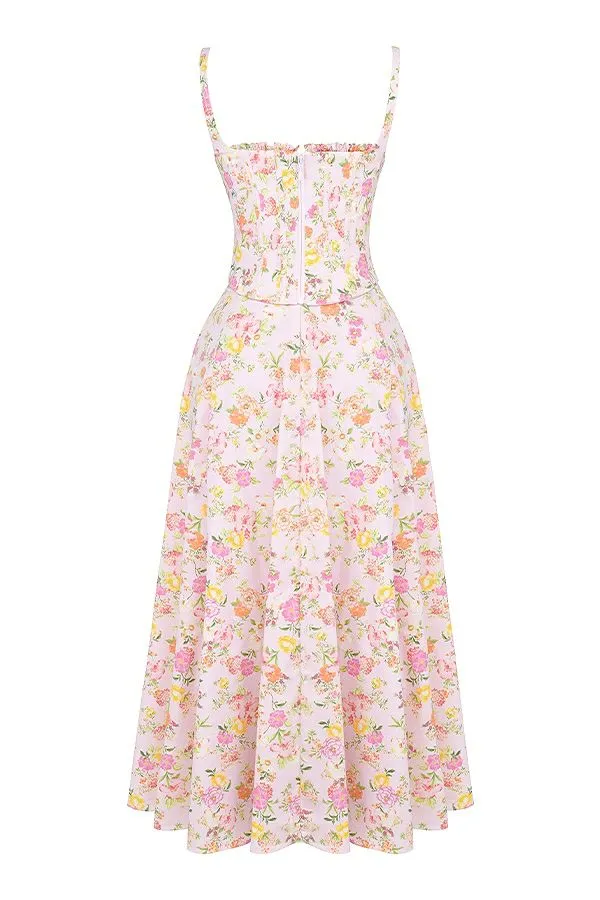 Women Clarabelle Pink Meadow Print Cotton Midi Sundress House Of CB Dresses