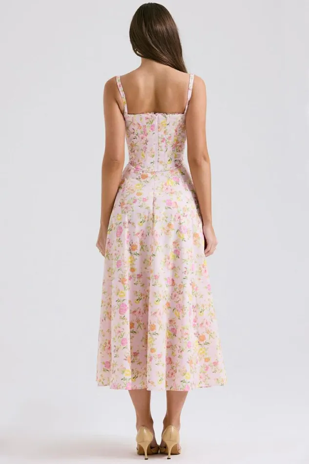 Women Clarabelle Pink Meadow Print Cotton Midi Sundress House Of CB Dresses