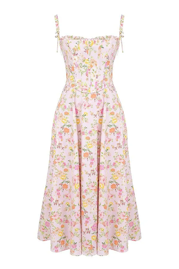 Women Clarabelle Pink Meadow Print Cotton Midi Sundress House Of CB Dresses
