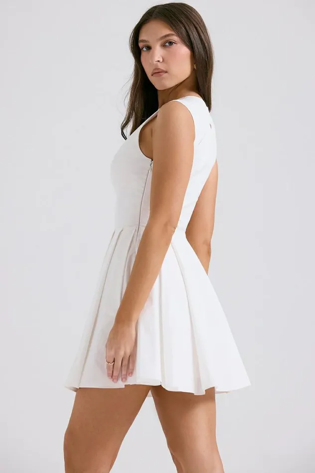 Women Claretta White Pleated Cotton Mini Dress House Of CB Dresses Women Claretta White Pleated Cotton Mini Dress House Of CB Dresses