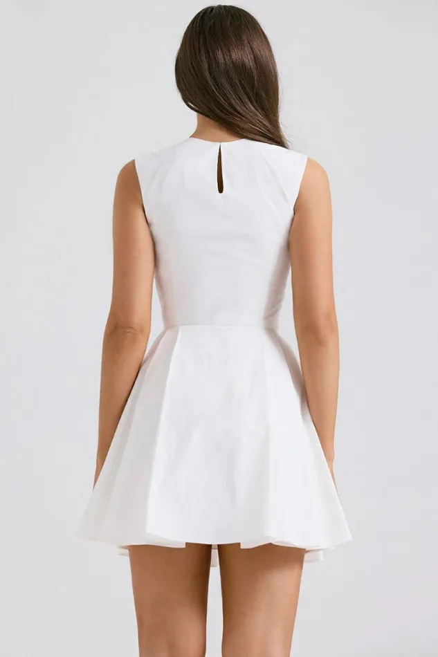 Women Claretta White Pleated Cotton Mini Dress House Of CB Dresses Women Claretta White Pleated Cotton Mini Dress House Of CB Dresses