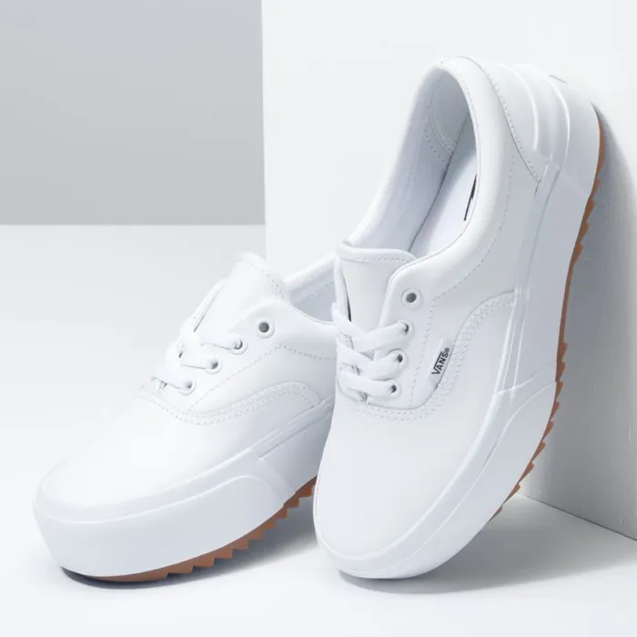 Women Classics Shoes Vans Leather Era Stacked True WhiteTrue White Women Classics Shoes Vans Leather Era Stacked True WhiteTrue White