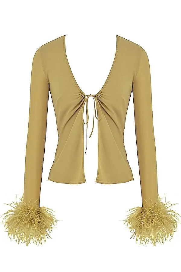 Women Claudia Olive Trimmed Top House Of CB Tops Women Claudia Olive Trimmed Top House Of CB Tops