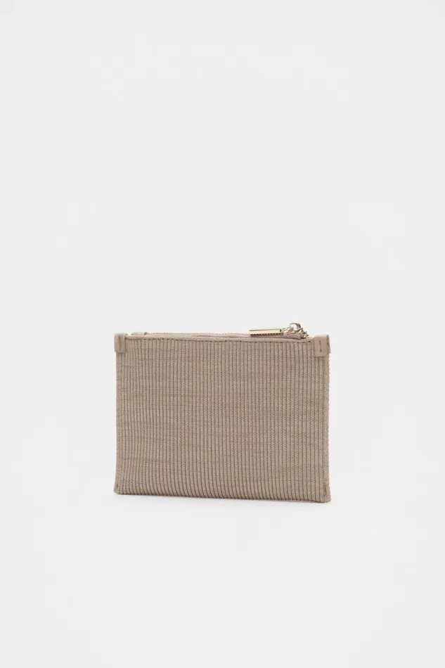Women Clutches and Pouches Seed Heritage Knit Zip Purse Cookie