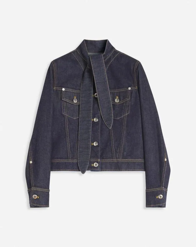 Women Coats and Jackets Lanvin Ascot Collar Jacket In Denim Navy Blue