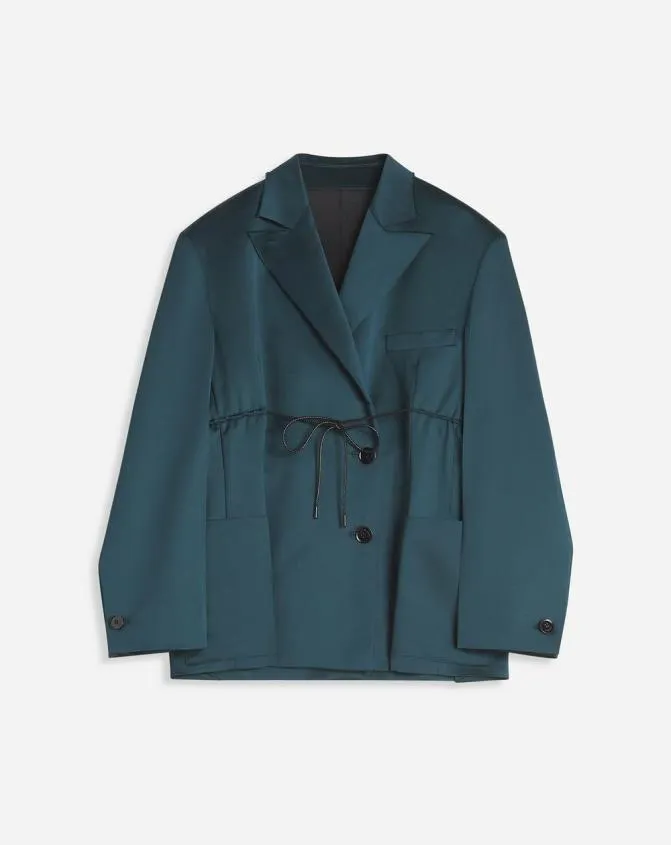 Women Coats and Jackets Lanvin Oversized Belted Jacket Forest Green