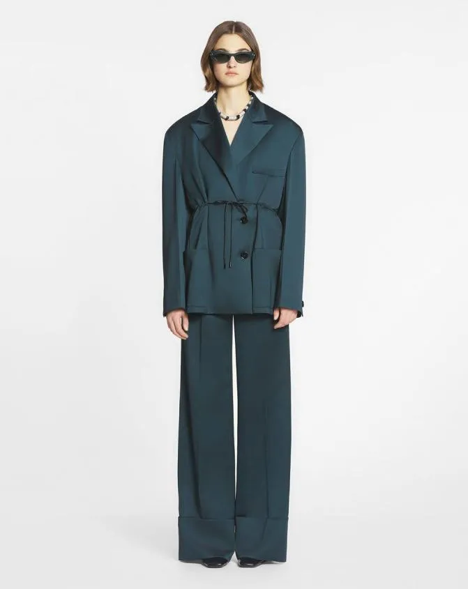 Women Coats and Jackets Lanvin Oversized Belted Jacket Forest Green Women Coats and Jackets Lanvin Oversized Belted Jacket Forest Green