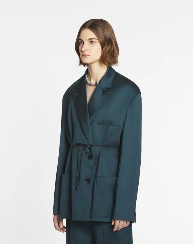 Women Coats and Jackets Lanvin Oversized Belted Jacket Forest Green Women Coats and Jackets Lanvin Oversized Belted Jacket Forest Green