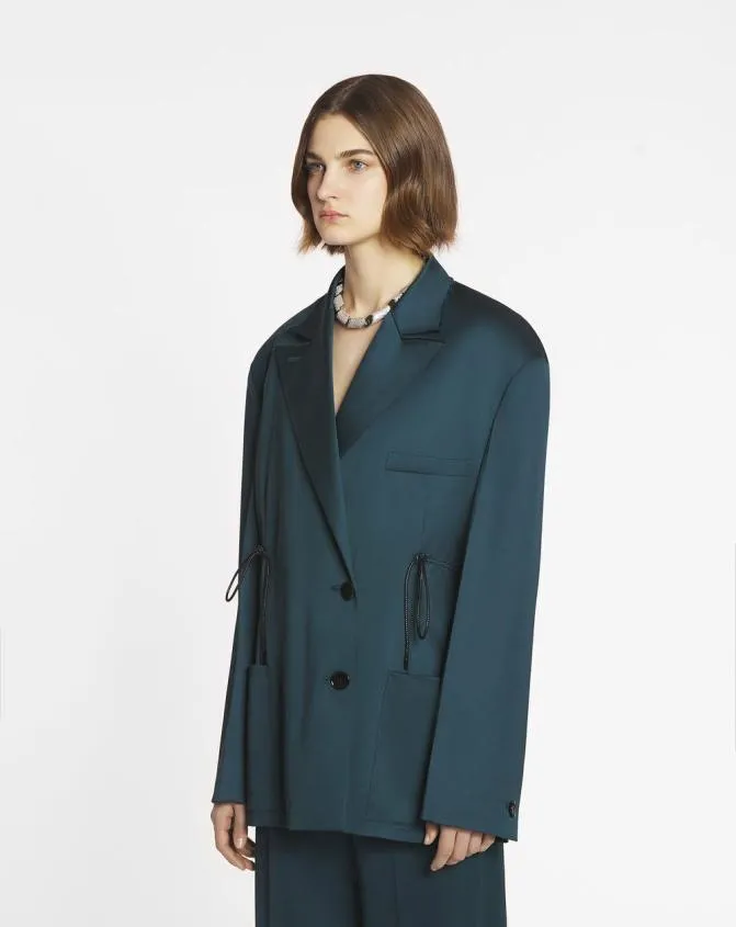 Women Coats and Jackets Lanvin Oversized Belted Jacket Forest Green Women Coats and Jackets Lanvin Oversized Belted Jacket Forest Green