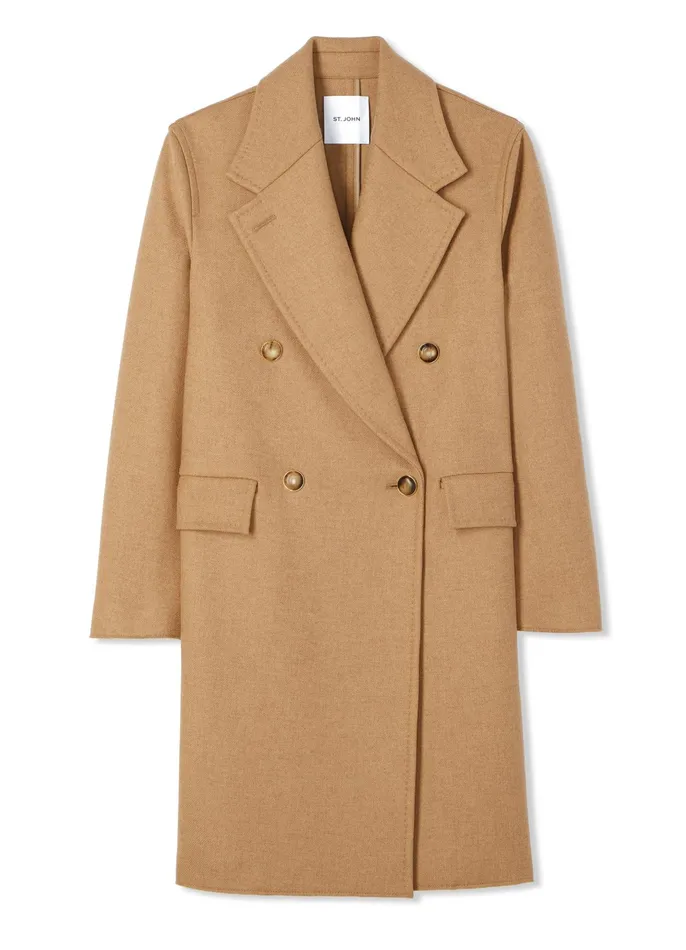 Women Coats St John DoubleFace Wool And Cashmere Blend Coat Camel