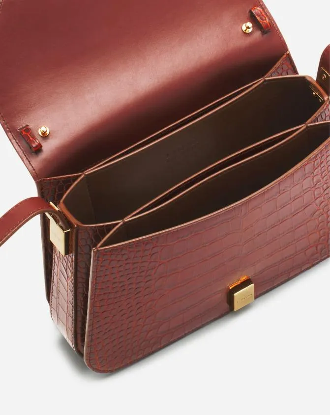 Women Concerto Lanvin Concerto Arpge Bag In CrocodileEffect Leather Mahogany Women Concerto Lanvin Concerto Arpge Bag In CrocodileEffect Leather Mahogany