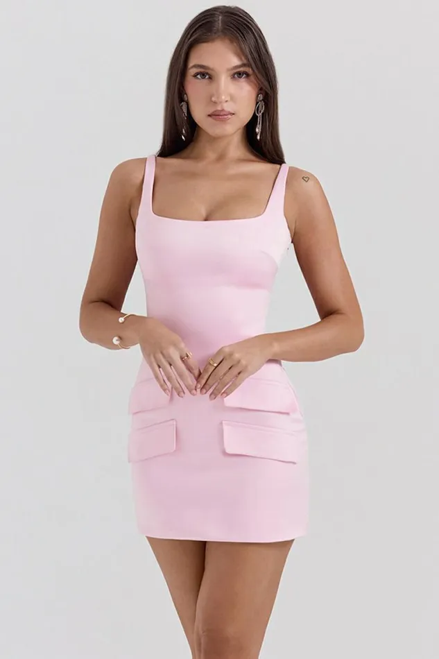 Women Cosette Rose Shadow Satin Sleeveless Mini Dress House Of CB Dresses