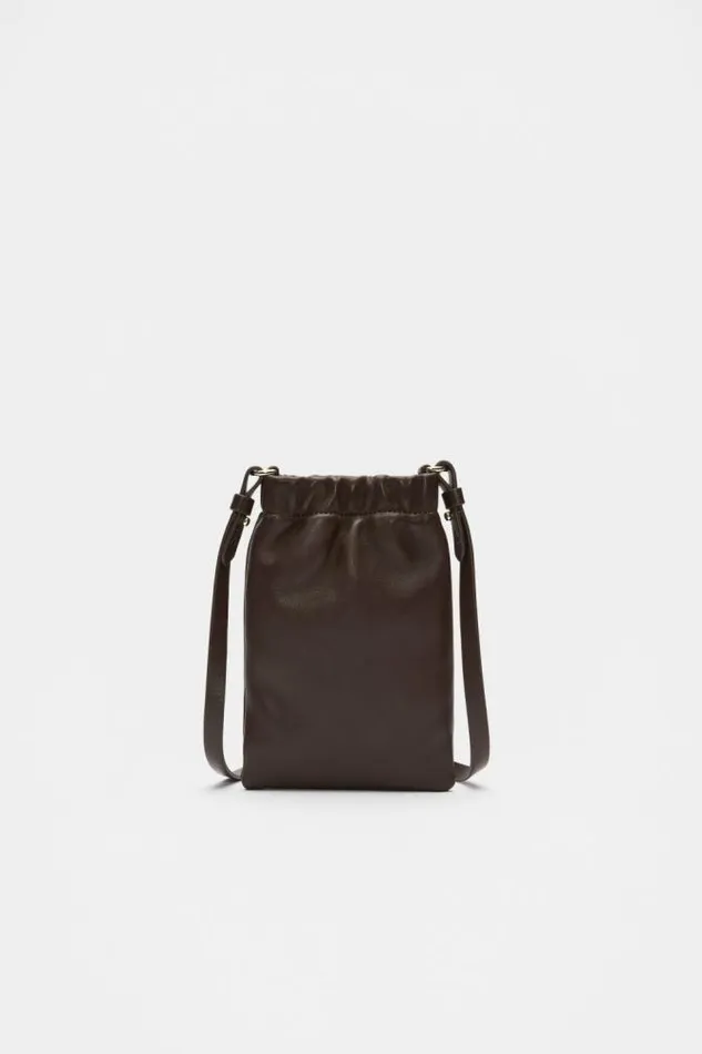 Women Cross Body Seed Heritage Leather Rouched Crossbody Dark Espresso