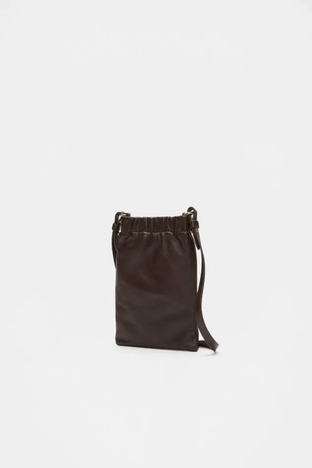 Women Cross Body Seed Heritage Leather Rouched Crossbody Dark Espresso
