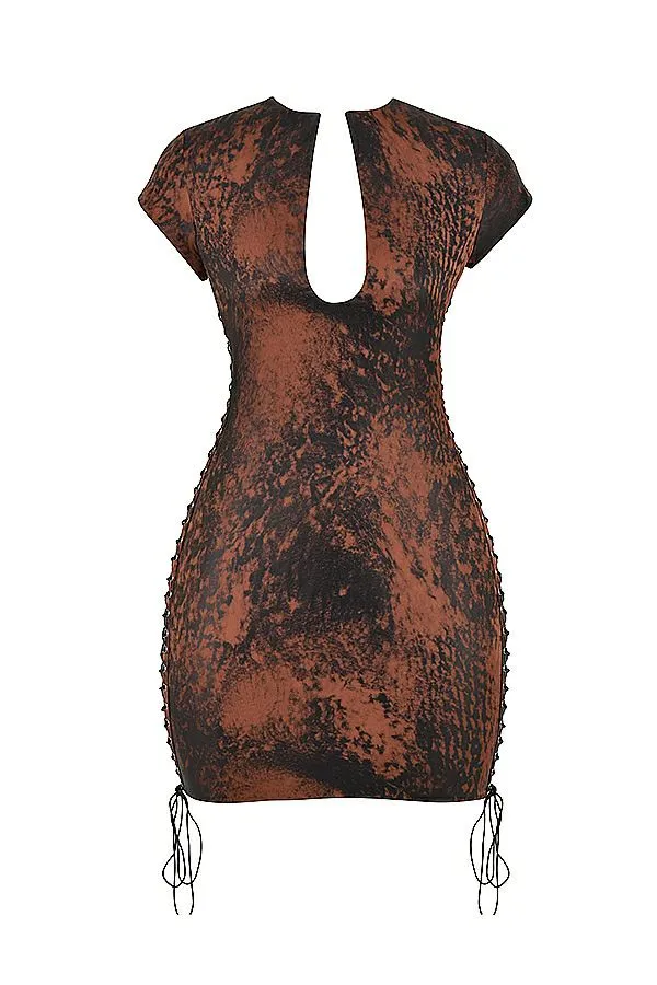 Women Daphne Antique Copper Lace Up Mini Dress House Of CB Dresses Women Daphne Antique Copper Lace Up Mini Dress House Of CB Dresses