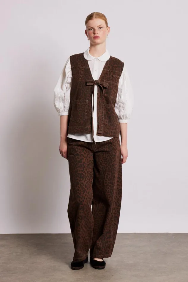 Women Denim Damson Madder Dilly Denim Gilet 8211 Dark Leopard