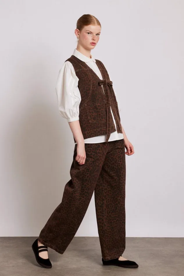 Women Denim Damson Madder Dilly Denim Gilet 8211 Dark Leopard