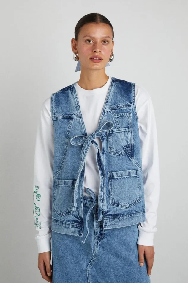 Women Denim Damson Madder Dilly Gilet 8211 Denim