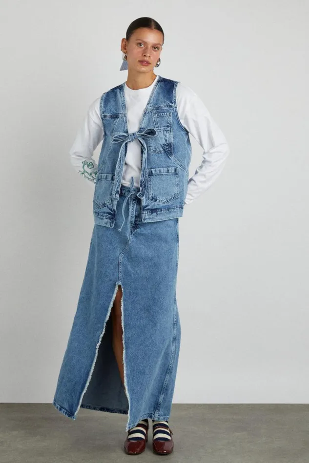 Women Denim Damson Madder Dilly Gilet 8211 Denim