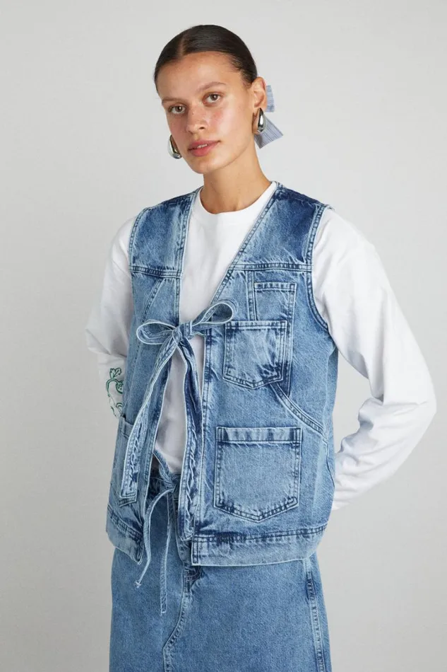 Women Denim Damson Madder Dilly Gilet 8211 Denim