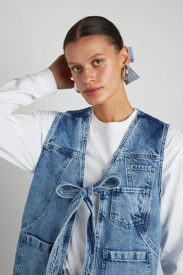 Women Denim Damson Madder Dilly Gilet 8211 Denim