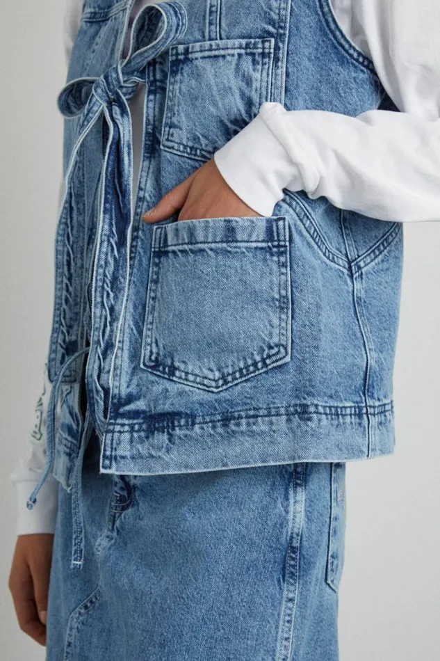 Women Denim Damson Madder Dilly Gilet 8211 Denim