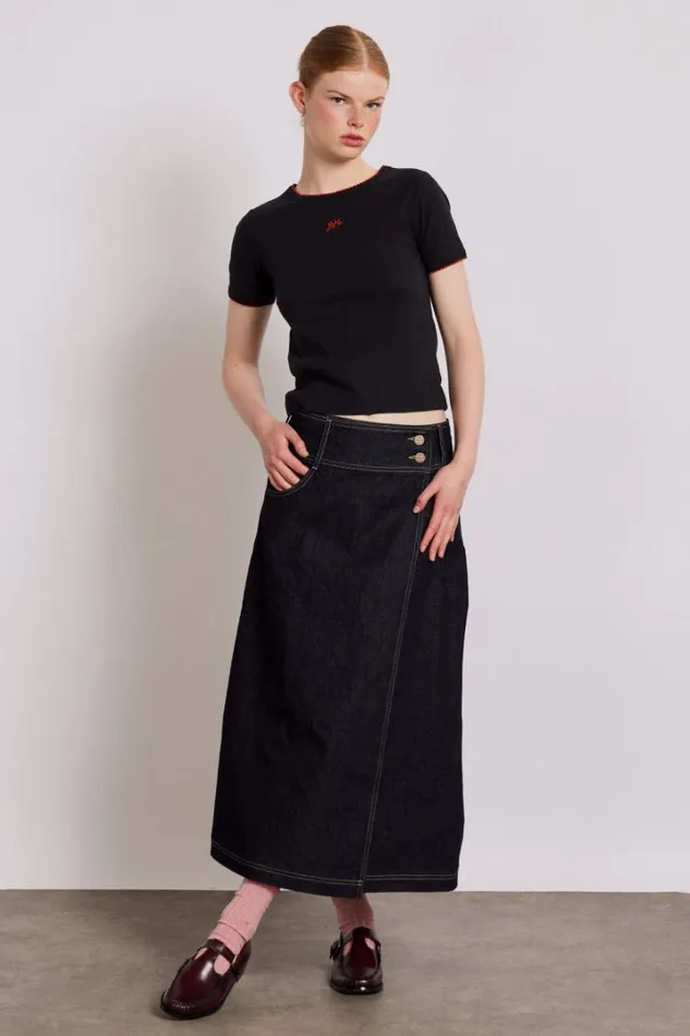 Women Denim Damson Madder Raye Denim Skirt 8211 Dark Indigo