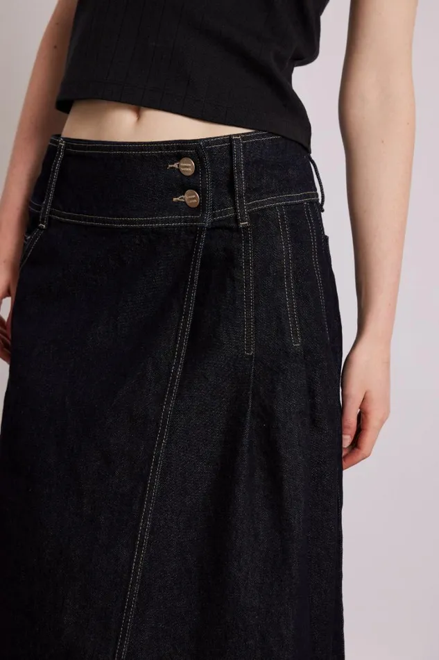 Women Denim Damson Madder Raye Denim Skirt 8211 Dark Indigo