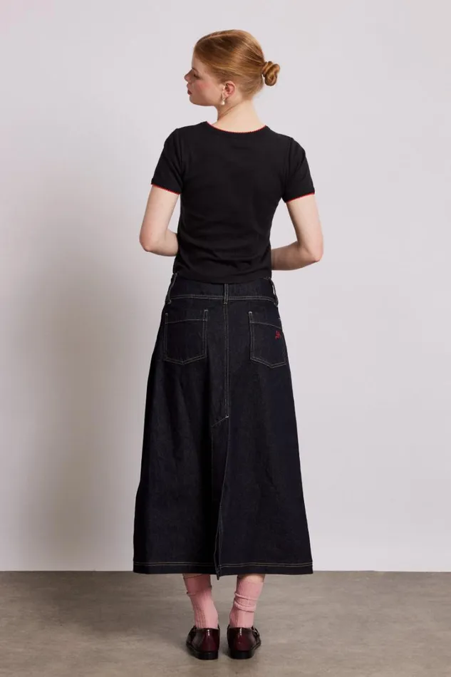 Women Denim Damson Madder Raye Denim Skirt 8211 Dark Indigo