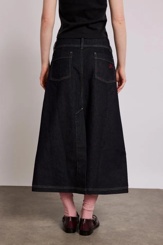 Women Denim Damson Madder Raye Denim Skirt 8211 Dark Indigo