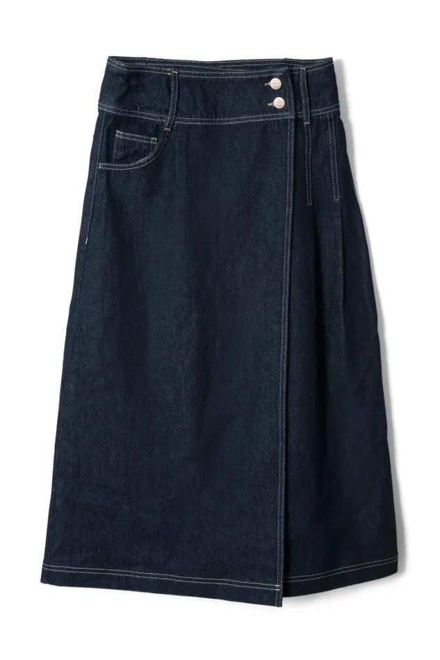 Women Denim Damson Madder Raye Denim Skirt 8211 Dark Indigo