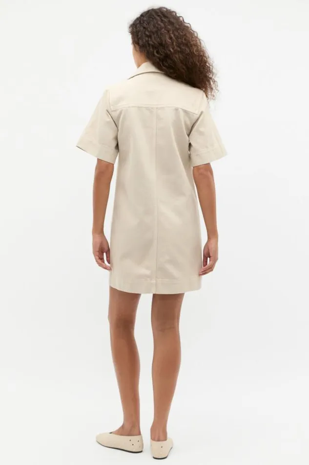 Women Denim Seed Heritage Denim Button Through Mini Dress Oat