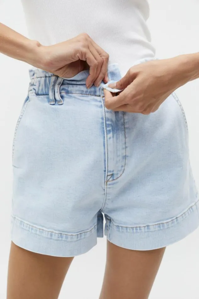 Women Denim Seed Heritage Denim Paperbag Short Glacier Denim