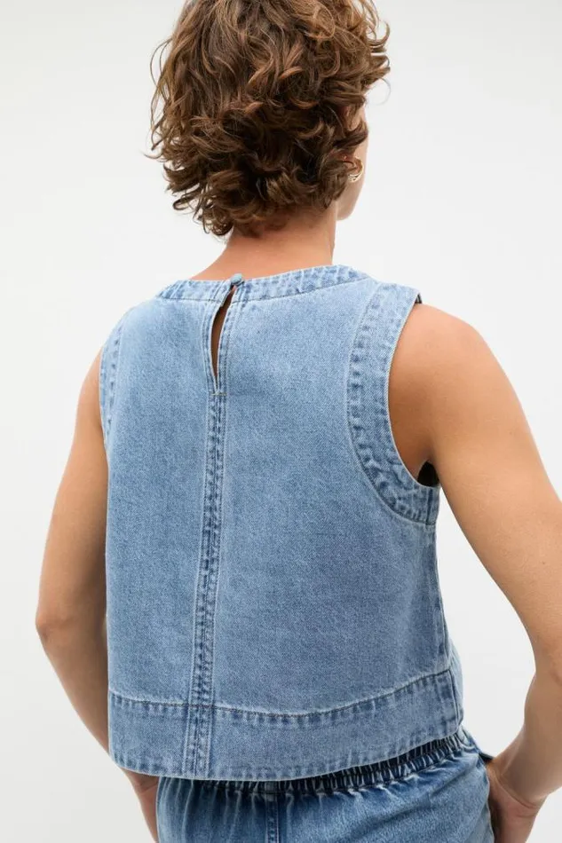 Women Denim Seed Heritage Denim Shell Top Mist Blue Wash