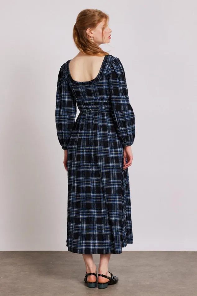 Women Dresses Damson Madder Dakota Midi Dress 8211 Blue Check