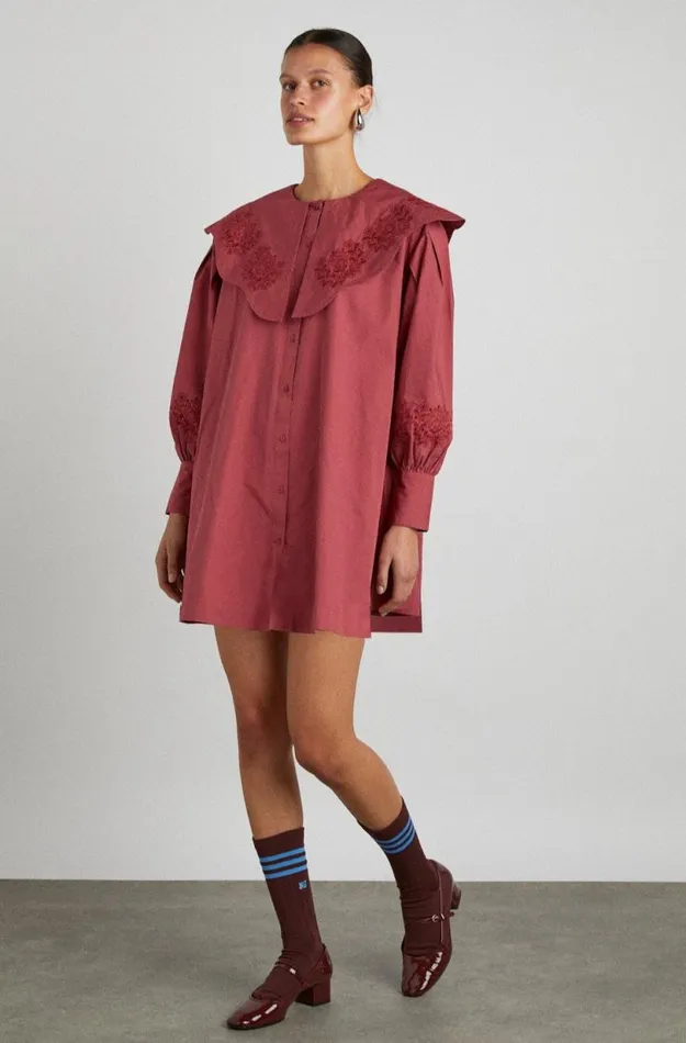 Women Dresses Damson Madder Mimi Mini Dress 8211 Plum Broderie