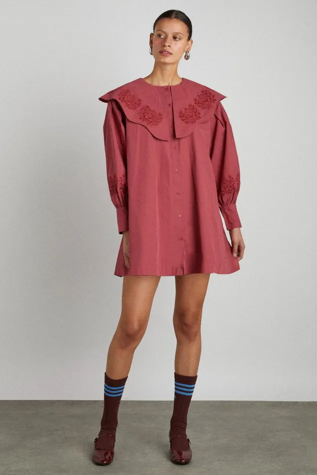 Women Dresses Damson Madder Mimi Mini Dress 8211 Plum Broderie