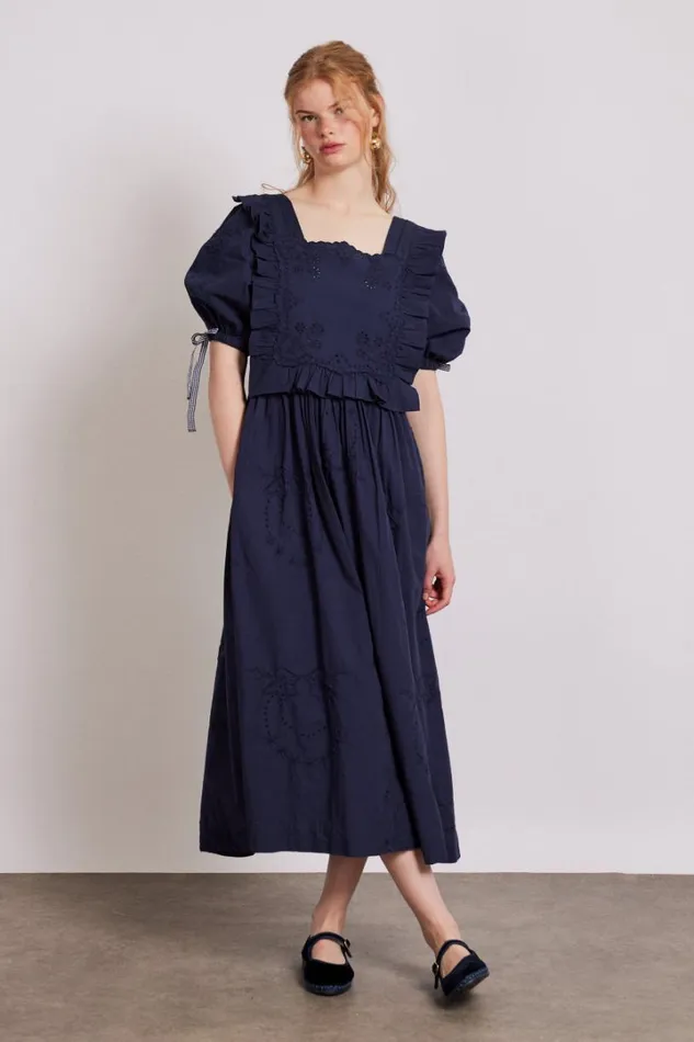 Women Dresses Damson Madder Rhea Dress 8211 Navy Broderie
