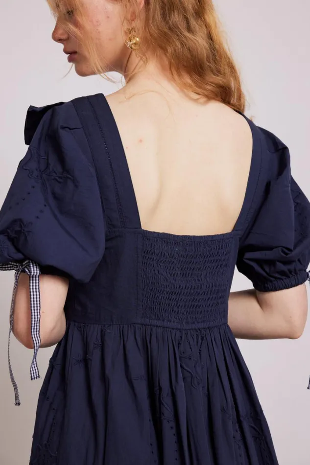 Women Dresses Damson Madder Rhea Dress 8211 Navy Broderie