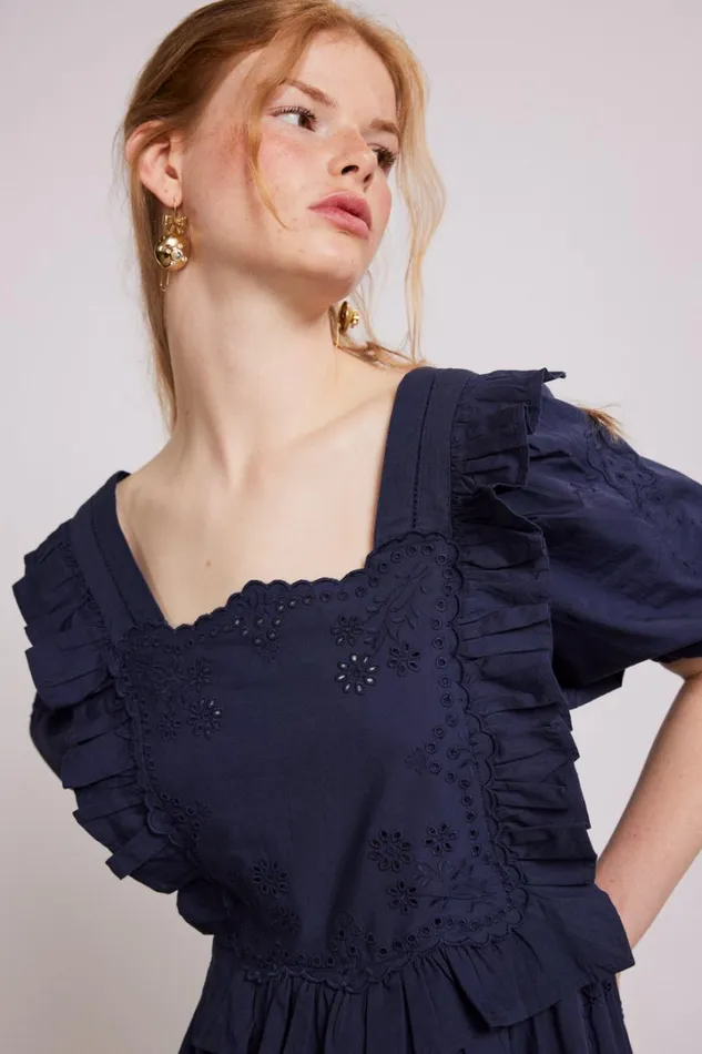 Women Dresses Damson Madder Rhea Dress 8211 Navy Broderie