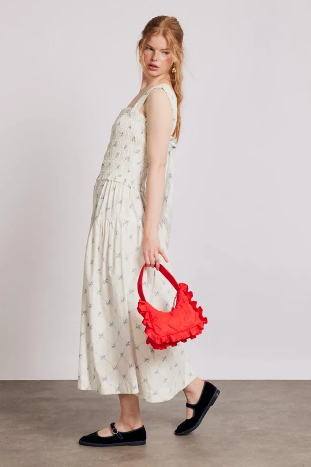 Women Dresses Damson Madder Tish Midi Dress 8211 White Bow Print