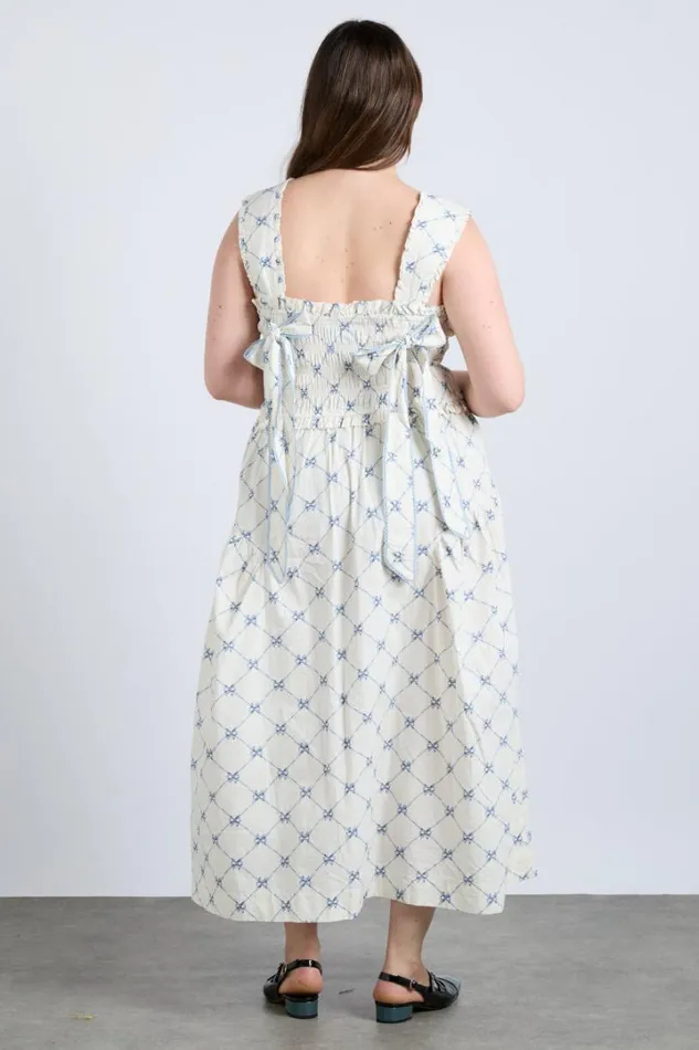 Women Dresses Damson Madder Tish Midi Dress 8211 White Bow Print