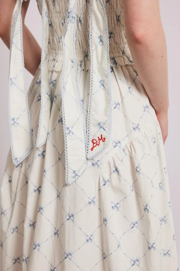 Women Dresses Damson Madder Tish Midi Dress 8211 White Bow Print