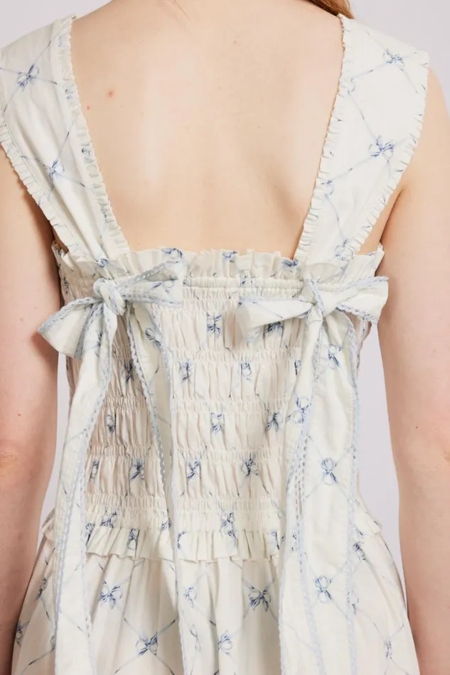 Women Dresses Damson Madder Tish Midi Dress 8211 White Bow Print